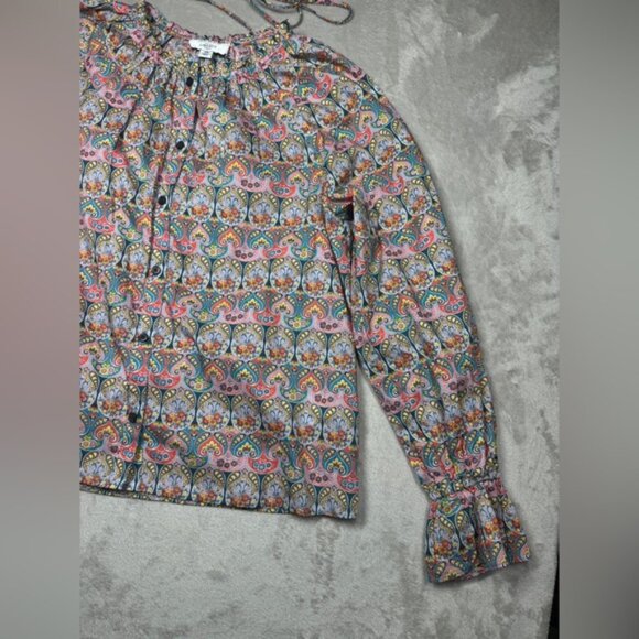 J.Crew X Liberty Giorgia Duke Floral Tie Waist Organic Cotton Button Blouse XS - Picture 5 of 16